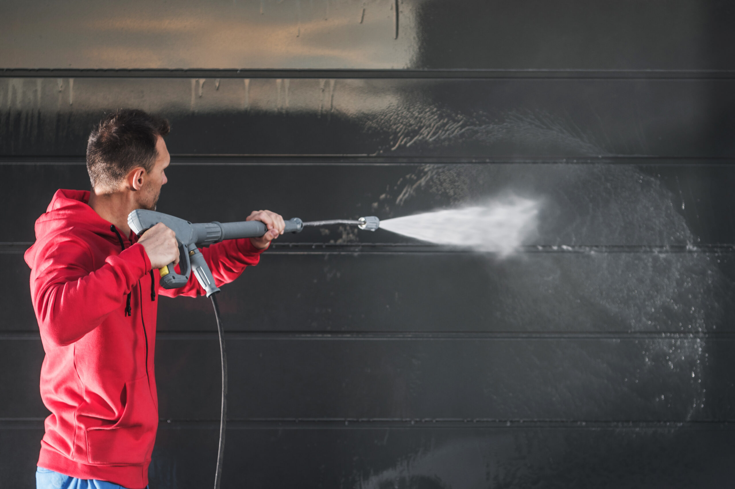 Washing a garage door