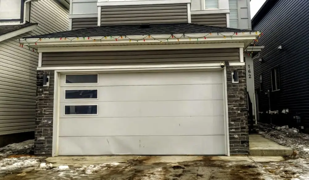 Damaged garage door section