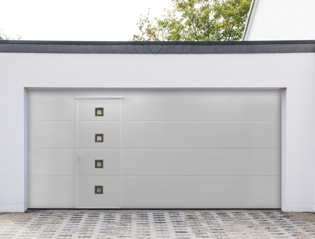 Stylish walk through garage door