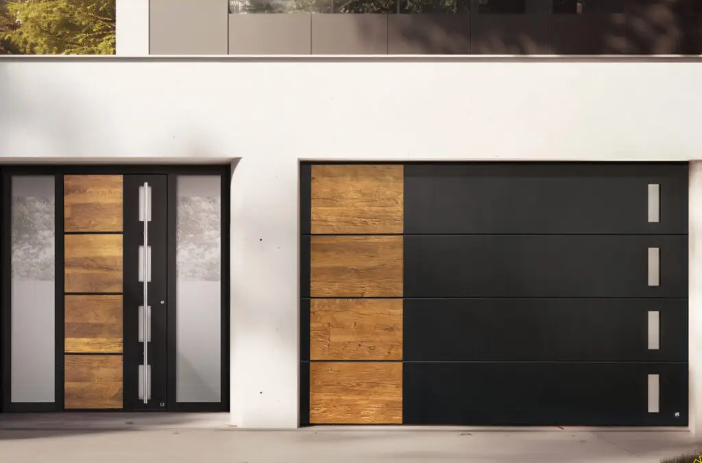 matching front and garage door design